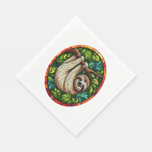 Schattigee Luiaard Glas in lood Ornament Servet (Hoek)