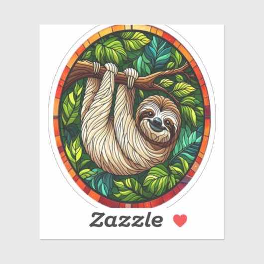 Schattigee Luiaard Glas in lood Ornament Sticker (Vel)