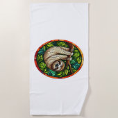 Schattigee Luiaard Glas in lood Ornament Strandlaken (Voorkant)