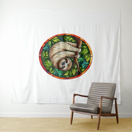 Schattigee Luiaard Glas in lood Ornament Wandkleed (In Situ (horizontaal))