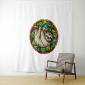 Schattigee Luiaard Glas in lood Ornament Wandkleed (In situ)