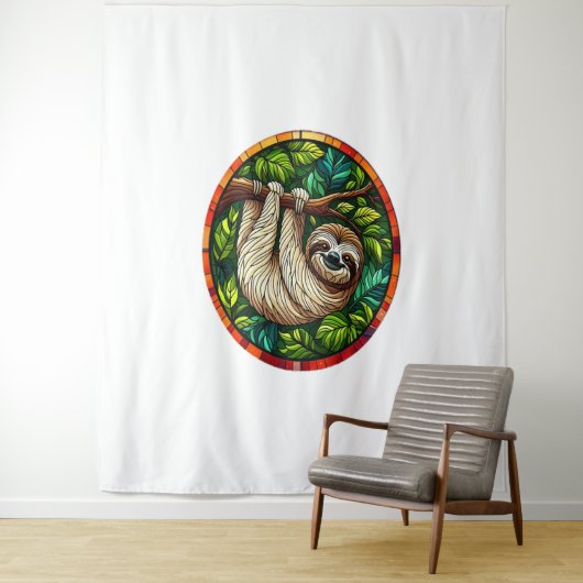 Schattigee Luiaard Glas in lood Ornament Wandkleed (In situ)