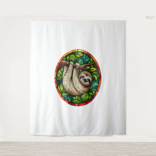 Schattigee Luiaard Glas in lood Ornament Wandkleed