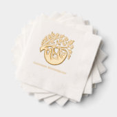 Schattigee luiaard hangend aan bladboom met naam folie servetten (Insitu (Gestapeld))