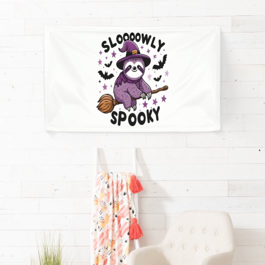 Schattigee Luiaard Happy Halloween (2) Spandoek (Insitu)