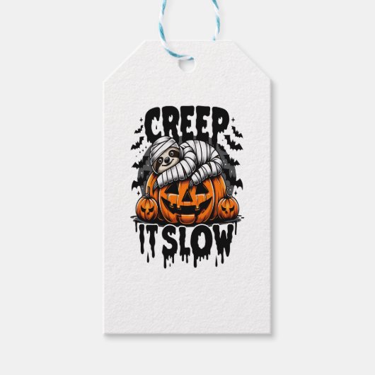 Schattigee luiaard Happy Halloween Cadeaulabel (Voorkant)