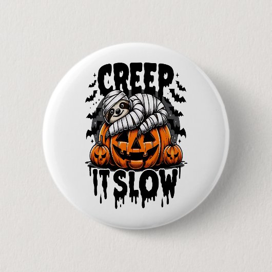Schattigee luiaard Happy Halloween Ronde Button 5,7 Cm (Voorkant)