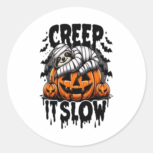 Schattigee luiaard Happy Halloween Ronde Sticker (Voorkant)