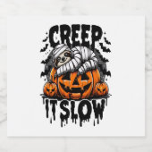 Schattigee luiaard Happy Halloween Sparkling Wijnetiket (Enkel label)