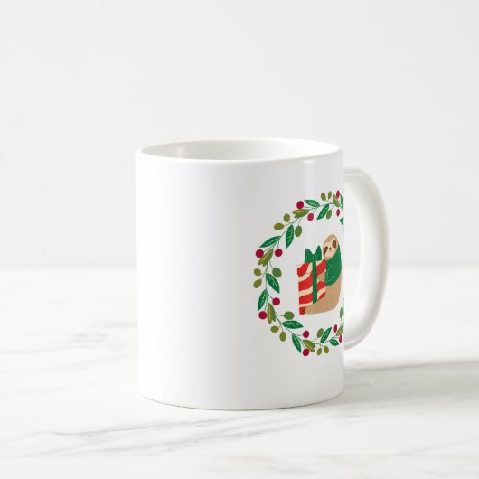 Schattigee luiaard houden geschenkdoos in kranscir koffiemok (Voorkant rechts)