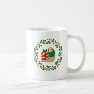 Schattigee luiaard houden geschenkdoos in kranscir koffiemok