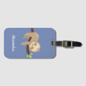 Schattigee Luiaard Illustratie Fun Animal Monogram Bagagelabel (Voorkant (horizontaal))