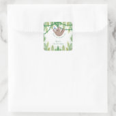 Schattigee luiaard in blauw & wit polka dot party  vierkante sticker (Tas)