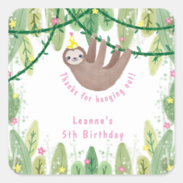 Schattigee luiaard in geel & wit polka dot party p vierkante sticker