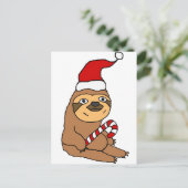 Schattigee luiaard in Santa Hat Christmas Cartoon Feestdagenkaart (Staand voorkant)