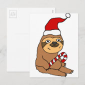 Schattigee luiaard in Santa Hat Christmas Cartoon Feestdagenkaart (Voorkant / Achterkant)
