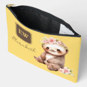 Schattigee luiaard initialen toevoegen Naam geel Etui (Open)