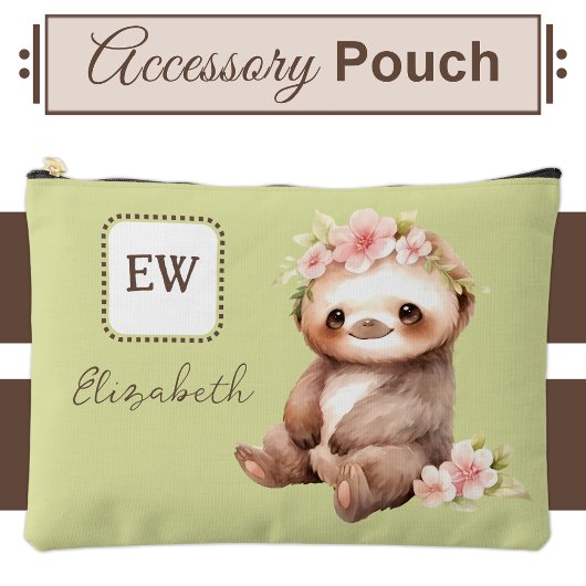 Schattigee luiaard initialen toevoegen Naam groen Etui