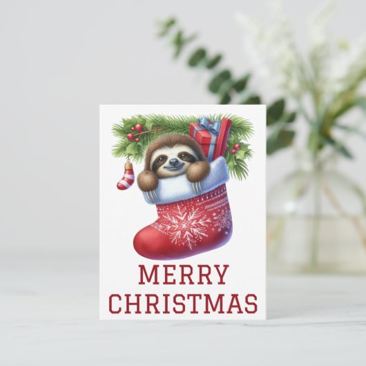 Schattigee Luiaard Kerst Kaart (Staand voorkant)