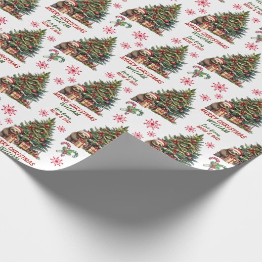 Schattigee luiaard kerstboom Kinderen Cadeaupapier (Hoek)