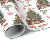 Schattigee luiaard kerstboom Kinderen Cadeaupapier (Rol Hoek)