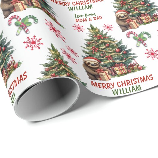 Schattigee luiaard kerstboom Kinderen Cadeaupapier (Rol Hoek)