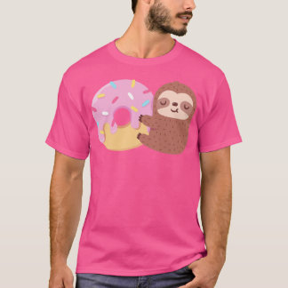Schattigee luiaard knuffelen donut t-shirt