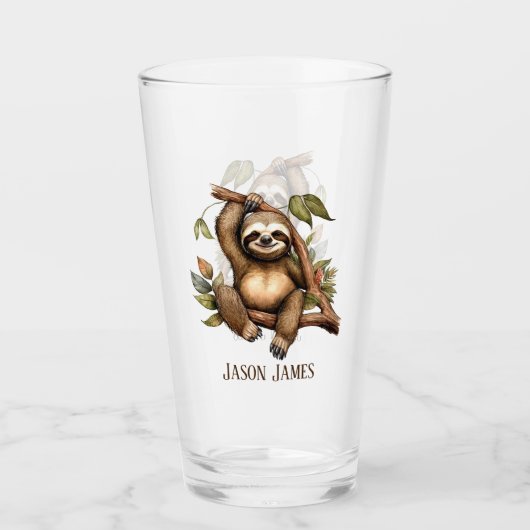 Schattigee luiaard liefhebbers Monogram toevoegen Glas (Voorkant)