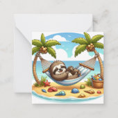 Schattigee luiaard liefhebbers strand bericht toev notitiekaartje (Voorkant)