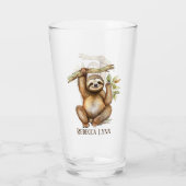 Schattigee luiaard liefhebbers Voeg naam toe Glas (Achterkant)