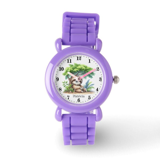 Schattigee luiaard liefhebbers Voeg naam toe Horloge (Voorkant)
