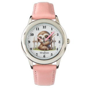 Schattigee luiaard liefhebbers Voeg naam toe Horloge