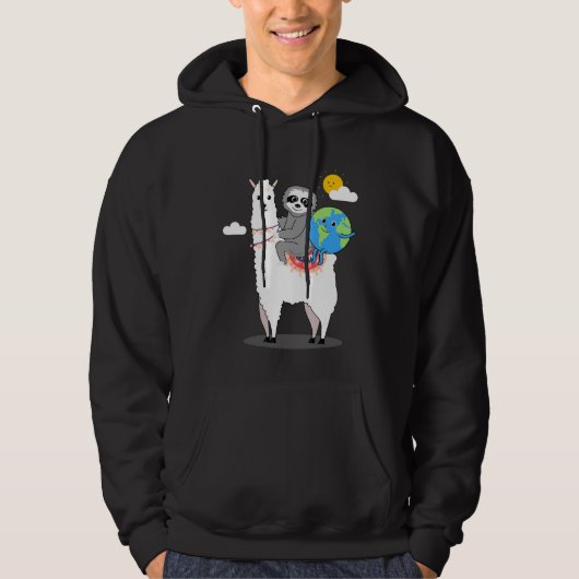 Schattigee Luiaard Llama Earth Day Planet Idee Fun Hoodie (Voorkant)