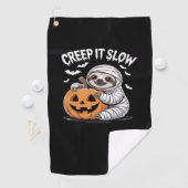 Schattigee Luiaard Lovers Funny Halloween Pumpkin Golfhanddoek (Insitu)