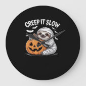 Schattigee Luiaard Lovers Funny Halloween Pumpkin  Grote Klok (Voorkant)