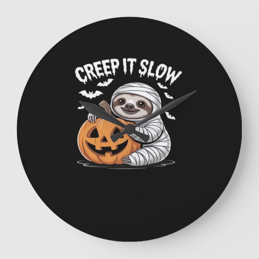 Schattigee Luiaard Lovers Funny Halloween Pumpkin  Grote Klok (Voorkant)