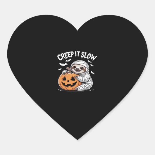 Schattigee Luiaard Lovers Funny Halloween Pumpkin  Hart Sticker (Voorkant)