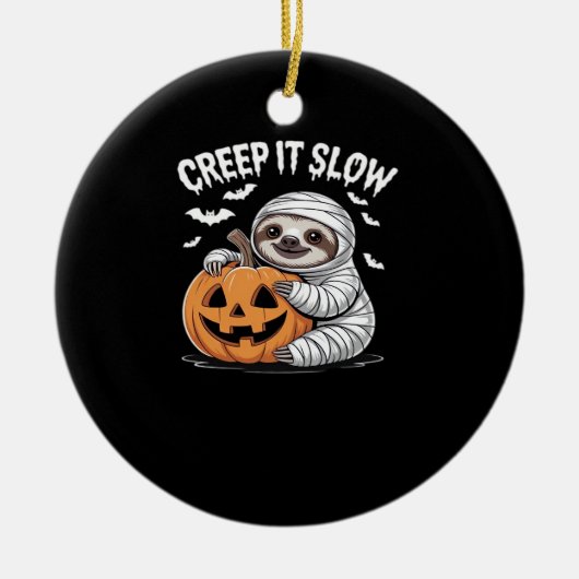 Schattigee Luiaard Lovers Funny Halloween Pumpkin  Keramisch Ornament (Voorkant)