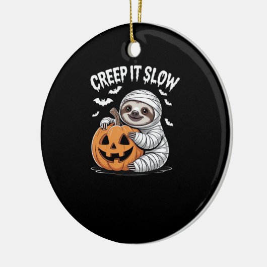 Schattigee Luiaard Lovers Funny Halloween Pumpkin Keramisch Ornament (Links)