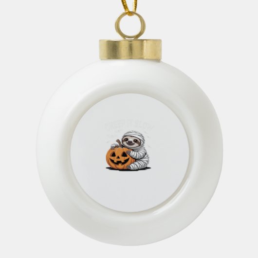 Schattigee Luiaard Lovers Funny Halloween Pumpkin  Keramische Bal Ornament (Voorkant)