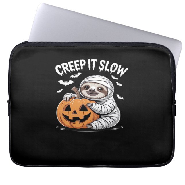 Schattigee Luiaard Lovers Funny Halloween Pumpkin  Laptop Sleeve (Voorkant)