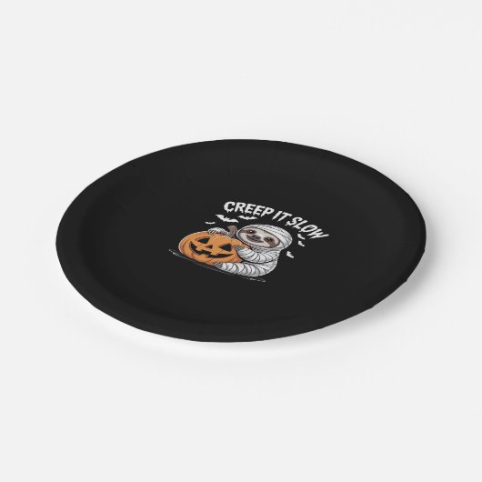 Schattigee Luiaard Lovers Funny Halloween Pumpkin Papieren Bordje (Gekanteld)