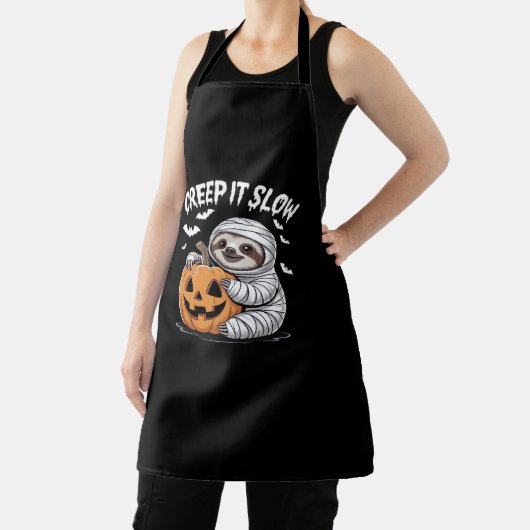 Schattigee Luiaard Lovers Funny Halloween Pumpkin  Schort (Insitu)