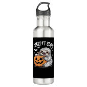 Schattigee Luiaard Lovers Funny Halloween Pumpkin  Waterfles (Voorkant)