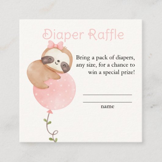 Schattigee Luiaard Luiaard Baby shower Luiaard Raf Informatiekaartje (Voorkant)