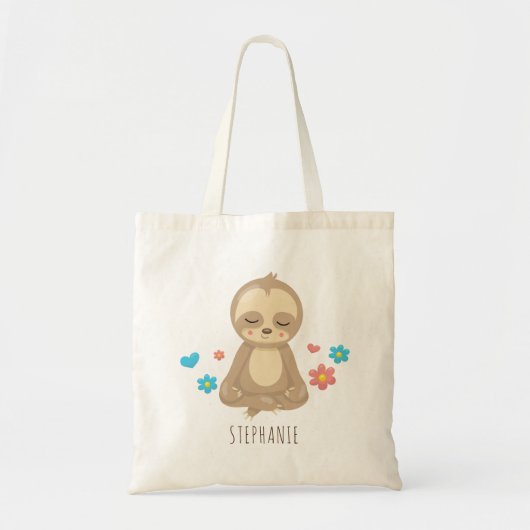 Schattigee Luiaard Meditatie Yoga Zitten Illustrat Tote Bag (Voorkant)