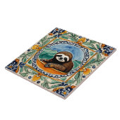 Schattigee luiaard Mediterraan Geel & Blauw Folk Tegeltje (Zijkant)