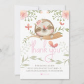 Schattigee luiaard meisje verjaardag bedankkaart (Voorkant)