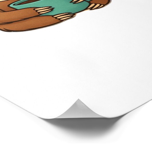 Schattigee Luiaard met Koffie Mok – Gezellig Relax Poster (Hoek)