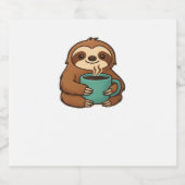 Schattigee Luiaard met Koffie Mok – Gezellig Relax Sparkling Wijnetiket (Enkel label)